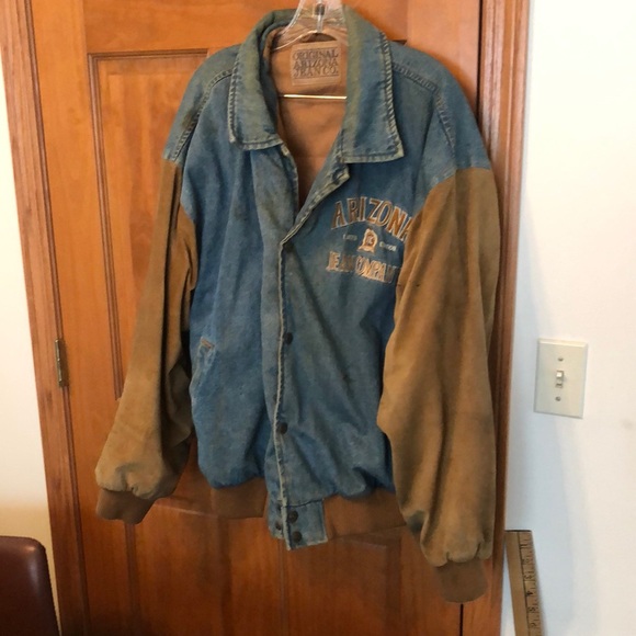 Vintage Arizona Jean Co. men’s XL denim jacket with suede arms - Picture 1 of 14